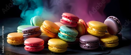 Delightfully arranged colorful macarons showcasing a feast for the eyes photo