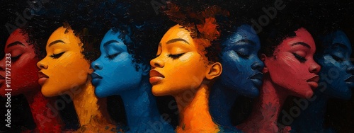 afro-american woman, oil painting style, beauty, strength, and diversity of melanated cultures through vibrant and expressive art photo