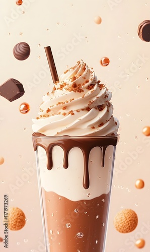 delicious cup of choco latte Image clean simple background,generation AI photo