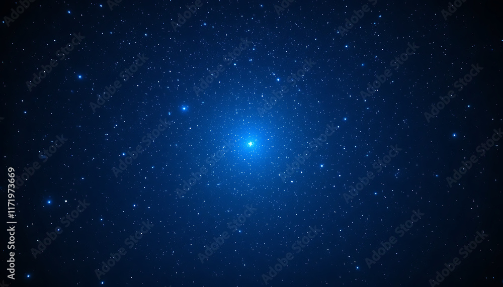 A vibrant blue night sky filled with countless bright, glowing stars of various sizes. A vibrant blue night sky filled with countless bright, glowing stars of various sizes.