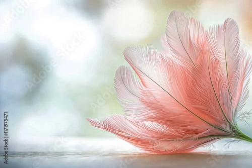 Wallpaper Mural The photo captures a close up of delicate pink feathers, creating a soft and ethereal aesthetic. The feathers appear to be gently shimmering in the light, revealing intricate patterns and textures. Torontodigital.ca