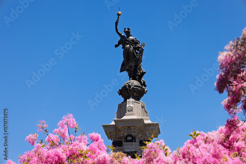 Quito, Ecuador. Independence Square near Catholic cathedral basilica San Francisco church in historic center.