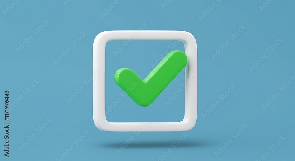 3D Vector Green Checkmark in Box for Approval and Completion Concept
3D Vector Green Checkmark in Box for Approval and Completion Concept