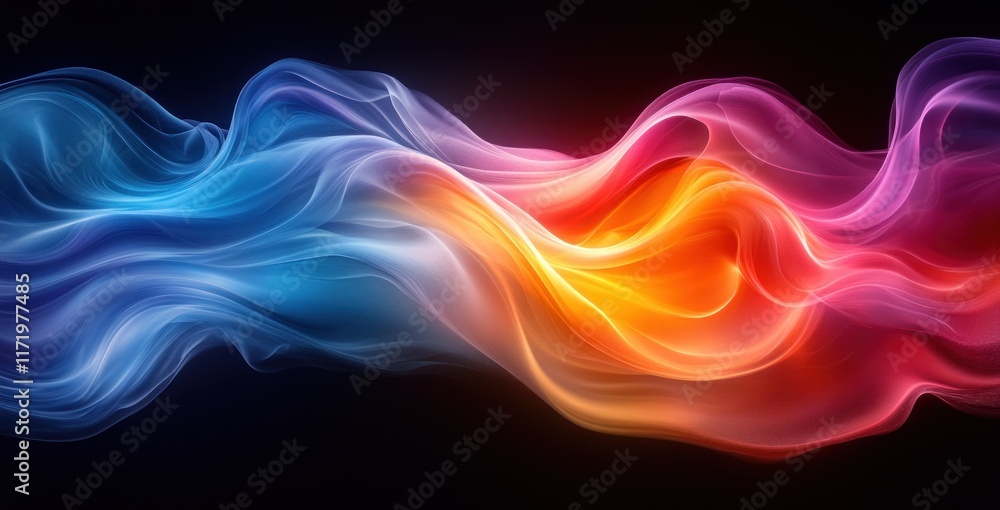 Abstract Colorful Curves High Gloss Finish on Black Background Abstract Colorful Curves High Gloss Finish on Black Background