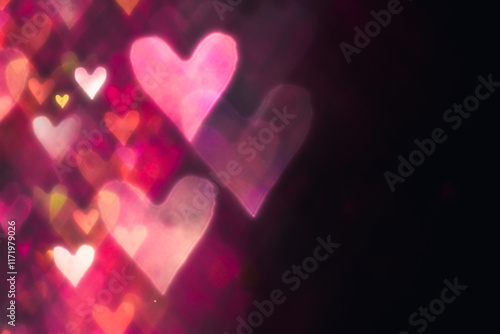 Sparkling hearts glittering in vibrant red, pink, and purple for Valentine's ...
