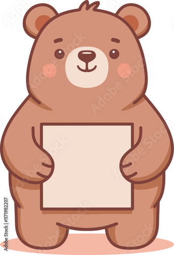 Cute bear hold blank paper cartoon illustration