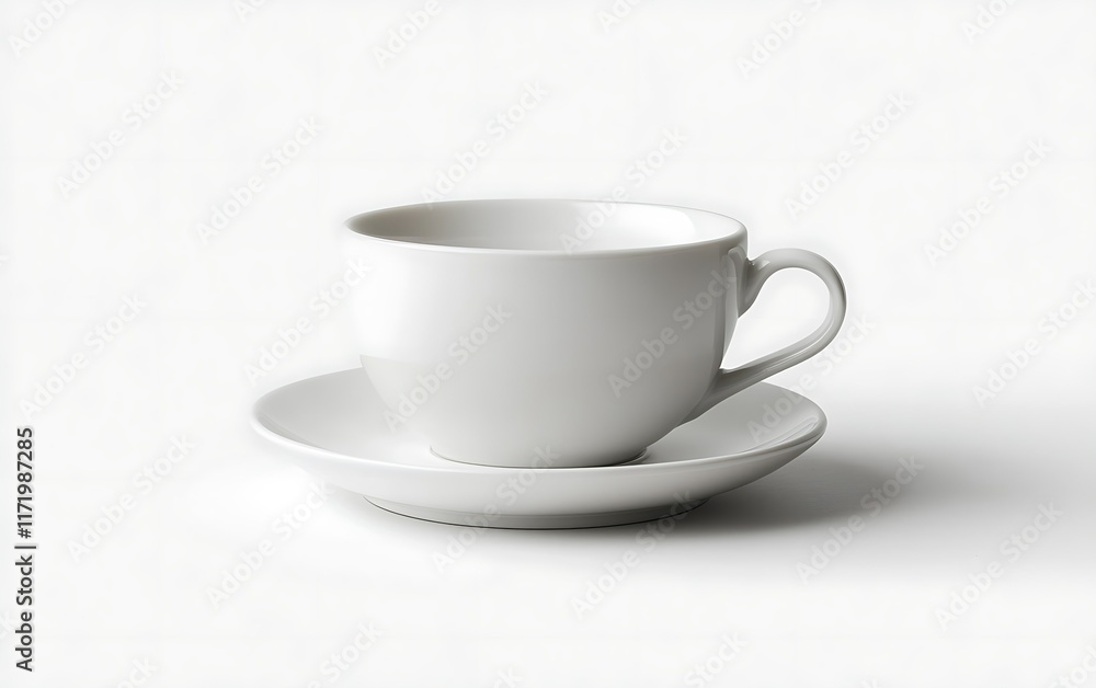 White teacup saucer studio shot; simple background, calm mood; ideal for menus, blogs. White teacup saucer studio shot; simple background, calm mood; ideal for menus, blogs.