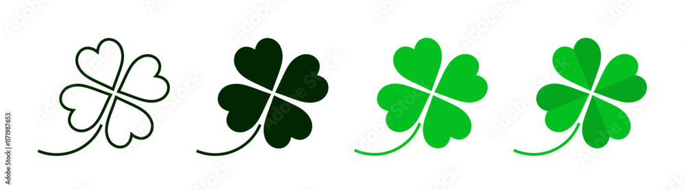 four leaf clover icon set in different styles. four leaf clover icon set in different styles.