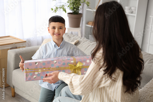 Cute little boy greeting hi...