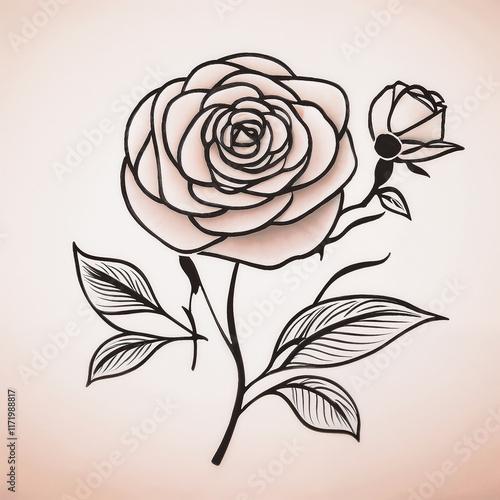 Wallpaper Mural Rose icon Line art. Abstract minimal flower design illustration Torontodigital.ca