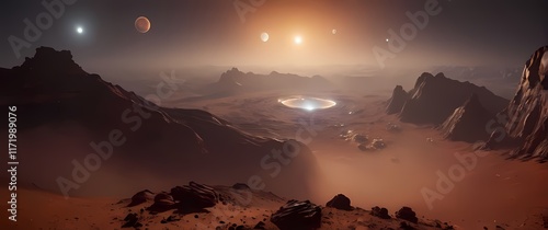 Rich imaginative landscapes of Mars artistically represented to showcase exploration possibilities