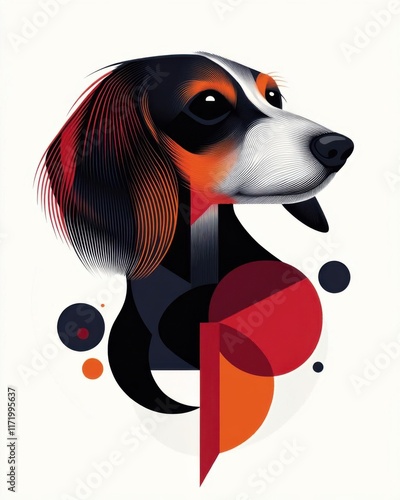 Stylized illustration of a dog with vibrant colors. photo