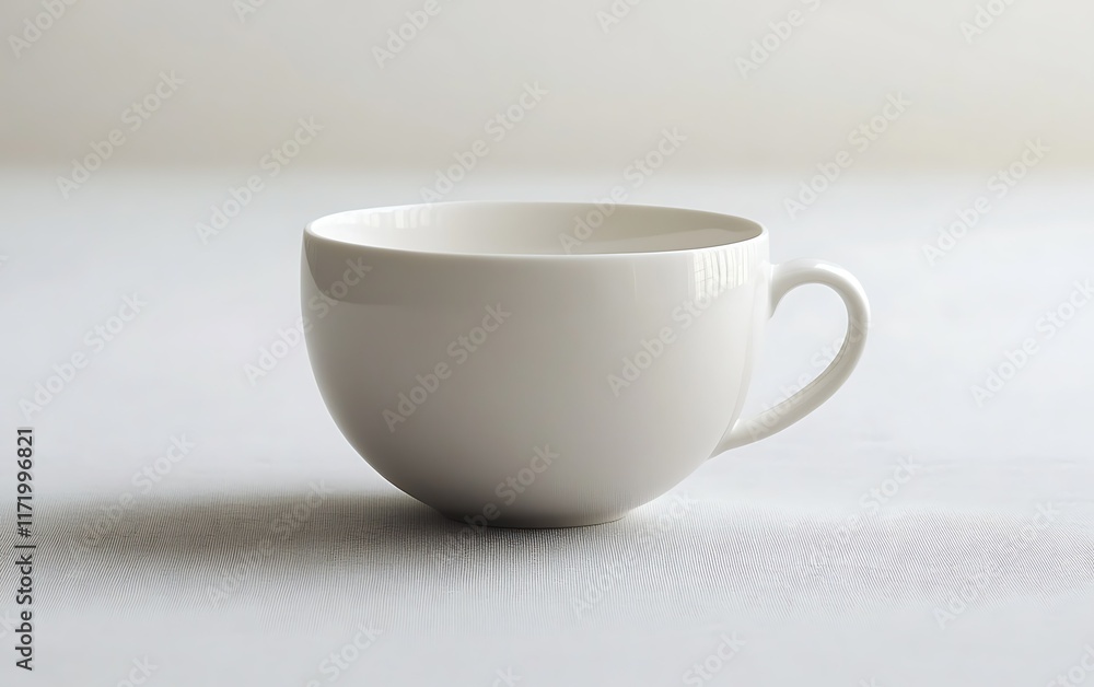 White teacup, empty, studio shot, minimalist background, beverage concept. White teacup, empty, studio shot, minimalist background, beverage concept.