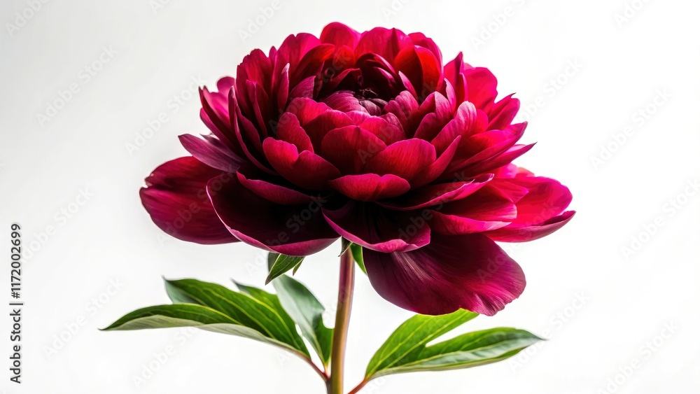 Elegant dark red peony silhouette, isolated on white, showcasing generative AI's floral artistry. Elegant dark red peony silhouette, isolated on white, showcasing generative AI's floral artistry.