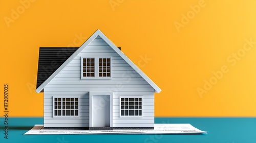 Wallpaper Mural Miniature model house on colorful background representing home ownership and real estate investment Torontodigital.ca