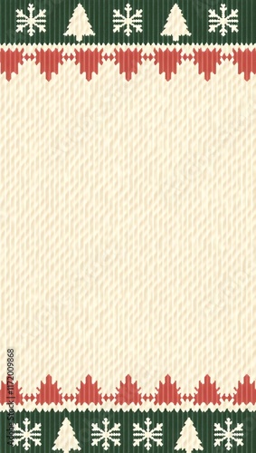 Knitted Pattern With Snowflakes, Christmas Trees, And Triangles