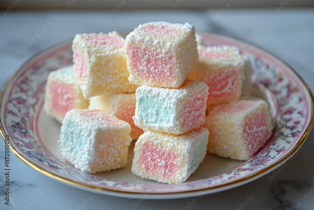 Close-up of colorful Turkish delight pieces Close-up of colorful Turkish delight pieces