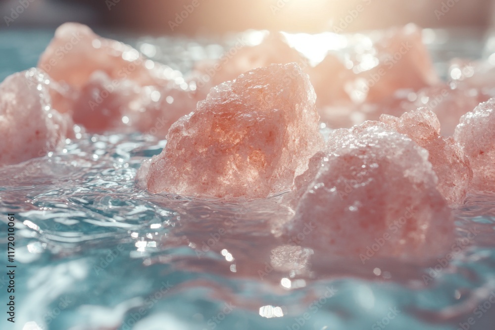 Fototapeta premium Abstract shot of sugar crystals in water with soft focus