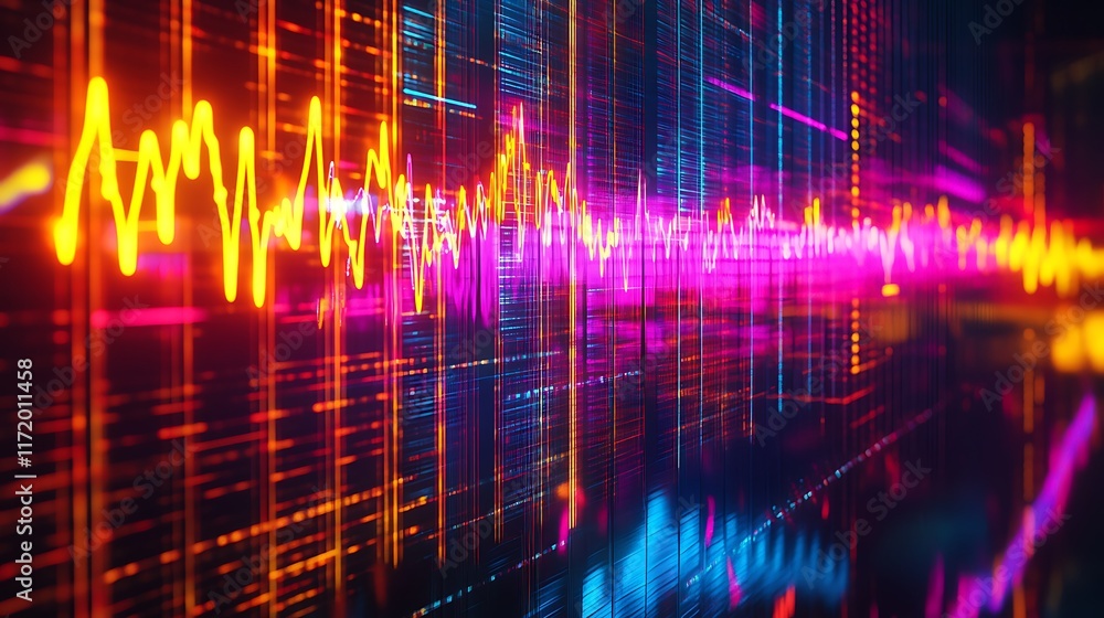 Abstract Digital Waveform Pattern Neon Lights Abstract Digital Waveform Pattern Neon Lights