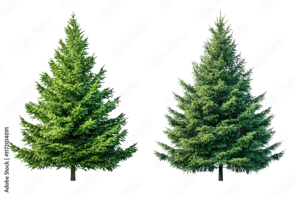 Fototapeta premium one Green tree isolated on white, Green trees isolated on transparent background forest and summer foliage for both print and web with cut path.