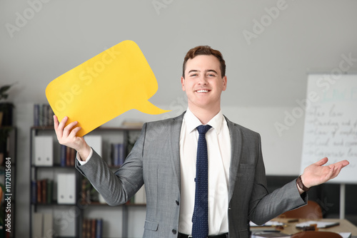 Young businessman with blan...