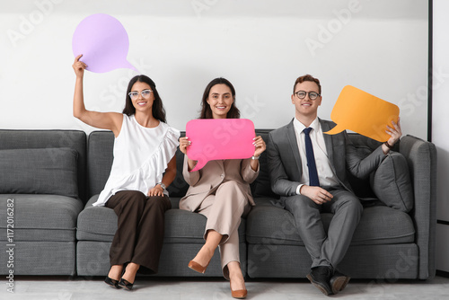 Business people with blank ...
