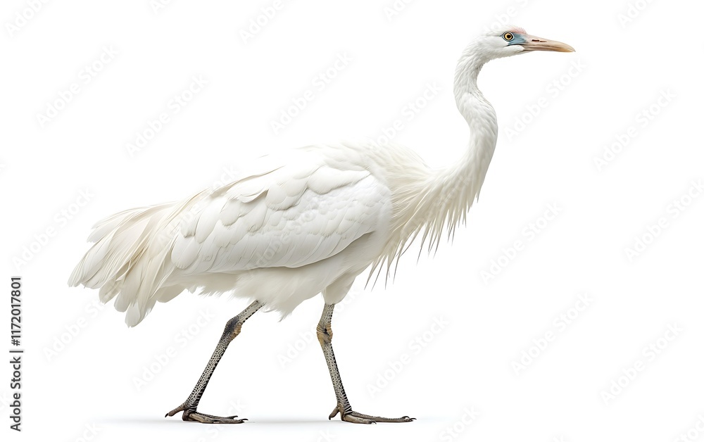 White egret walking, isolated on white background. Use nature, wildlife, conservation. White egret walking, isolated on white background. Use nature, wildlife, conservation.