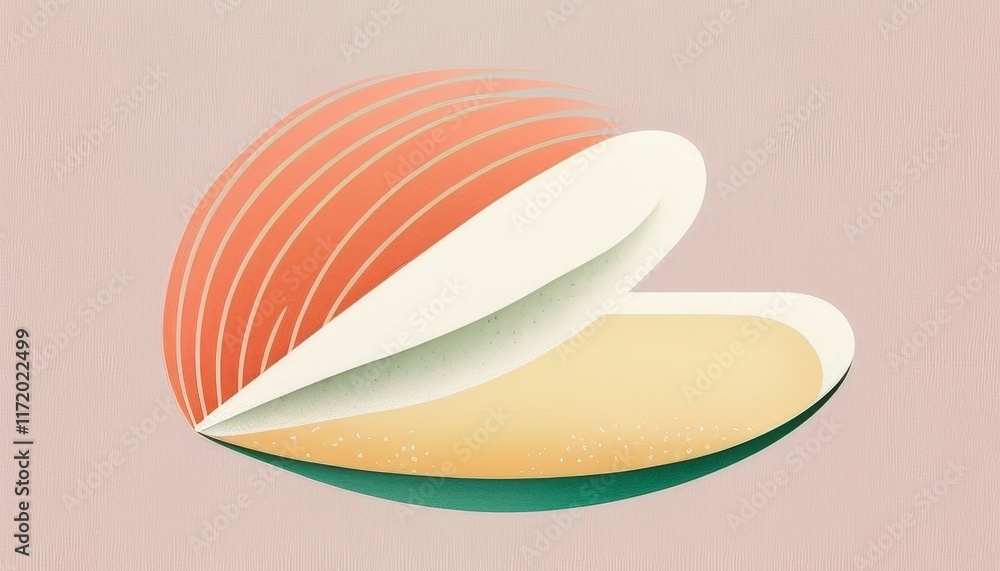 Abstract Illustration of Shell with Vibrant Colors and Soft Shapes