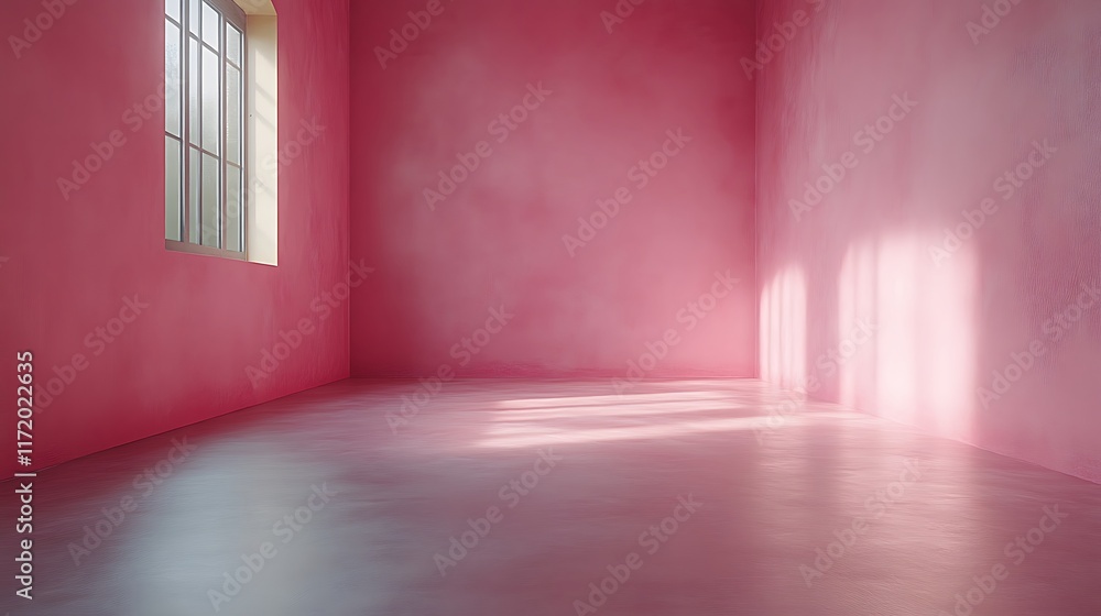 Pink room corner, sunlight, window. Pink room corner, sunlight, window.