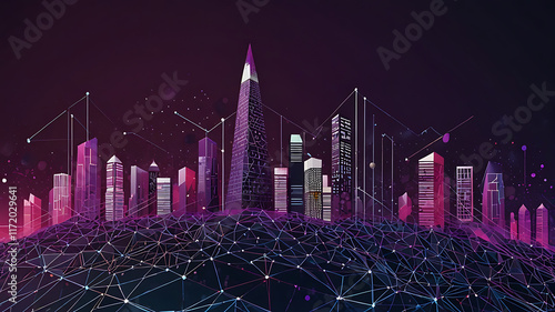 abstract architectural lines, geometric buildings texture background, technological construction, architecture concept