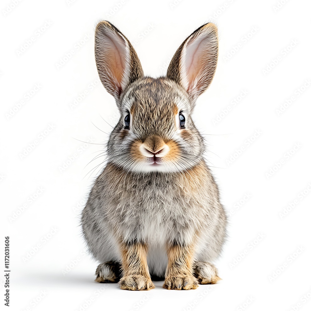 Obraz premium Cute bunny rabbit, studio shot, white background, Easter. (1)