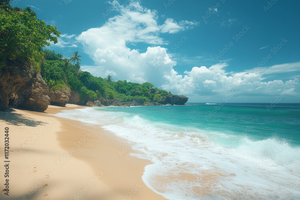 Secluded beach with crystal clear water and white sand Secluded beach with crystal clear water and white sand
