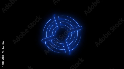 Glowing neon line Target sport icon isolated on black background. Clean target with numbers for shooting range or shooting