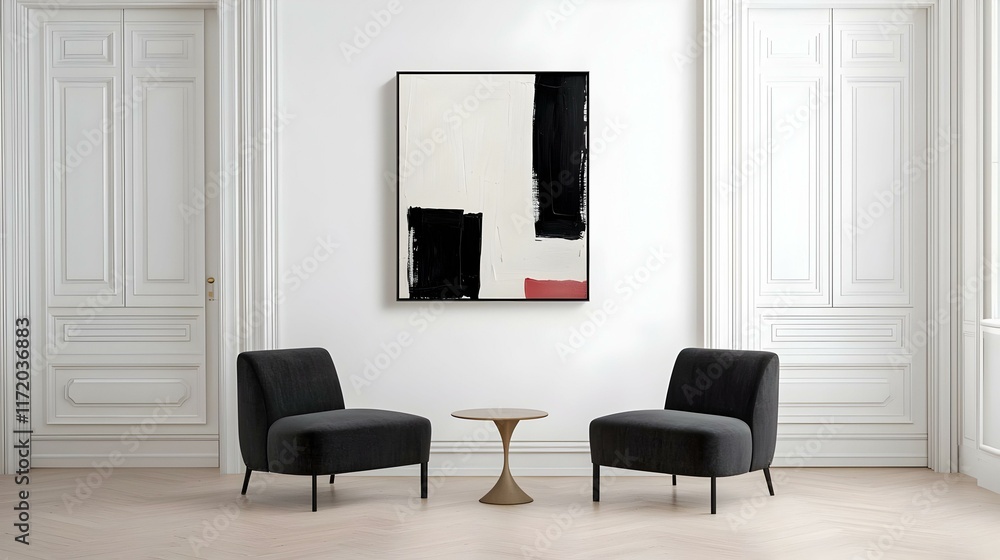 Modern Minimalist Living Room with Abstract Art and Sleek Furniture Modern Minimalist Living Room with Abstract Art and Sleek Furniture
