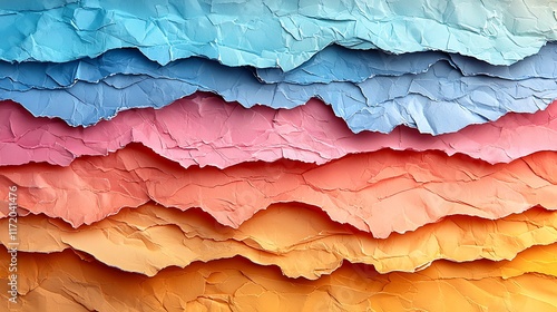 Wallpaper Mural Abstract textured background of layered, crumpled pastel paper in blue, pink, and orange shades. Torontodigital.ca
