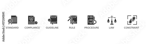 Regulation banner web icon vector illustration concept with icon of standard, compliance, guideline, rule, procedure, law and constraint