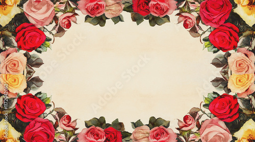 Elegant wedding invitation card background vector. Minimal hand painted watercolor botanical flowers texture template background. Design for wedding, vip cover, poster, rsvp moderncard.Valentine's Day