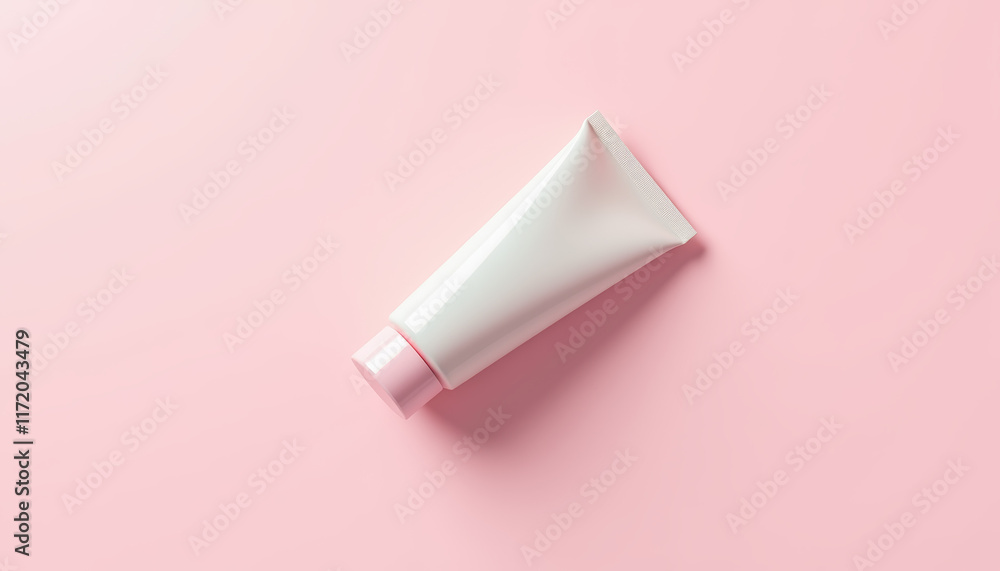 White Tube Mockup on Pink Background White Tube Mockup on Pink Background