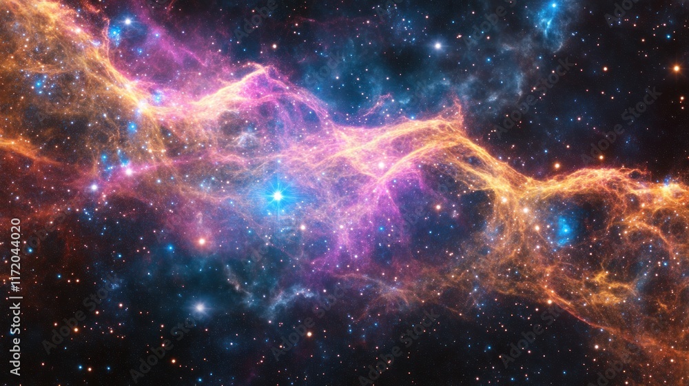 A vibrant cosmic nebula showcasing colorful gas and dust in deep space. A vibrant cosmic nebula showcasing colorful gas and dust in deep space.