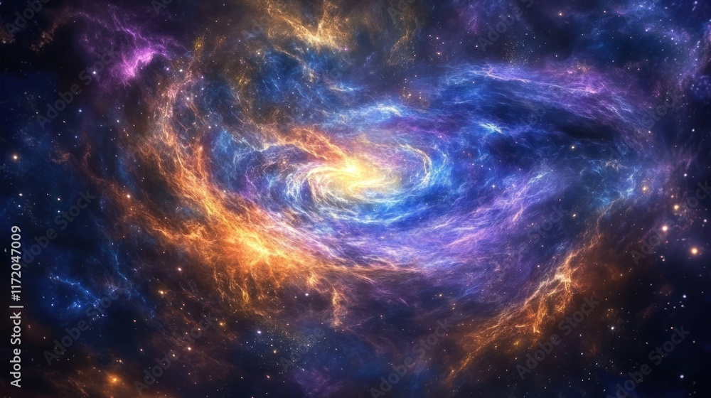 Fototapeta premium A vibrant cosmic swirl of colors representing a galaxy in space.