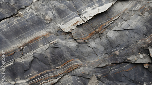 Raw, Untamed Beauty of Gneiss Rock: A Metamorphic Miracle Carved by Earth's Geological Process photo