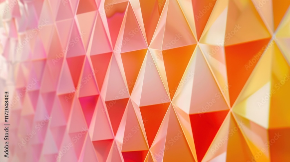 Abstract Geometric Background Orange Pink Triangles Pattern Wall Texture Design