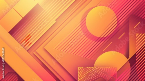 Obraz na płótnie Abstract Geometric Design Warm Hues Orange Red Gradient Background Wallpaper w salonie