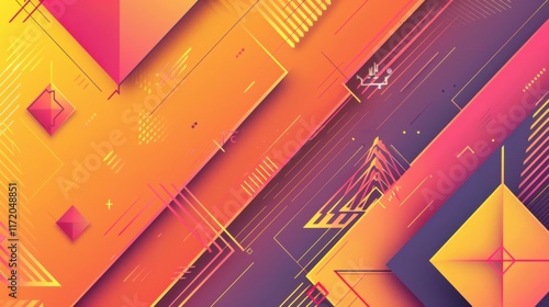Obraz na płótnie Abstract Geometric Shapes Orange and Purple Gradient Dynamic Background Design w salonie