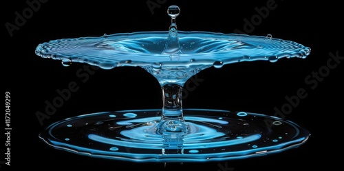 Obraz na płótnie Stunning Water Drop Collision: A Symphony of Blue Ripples and Perfect Symmetry w salonie