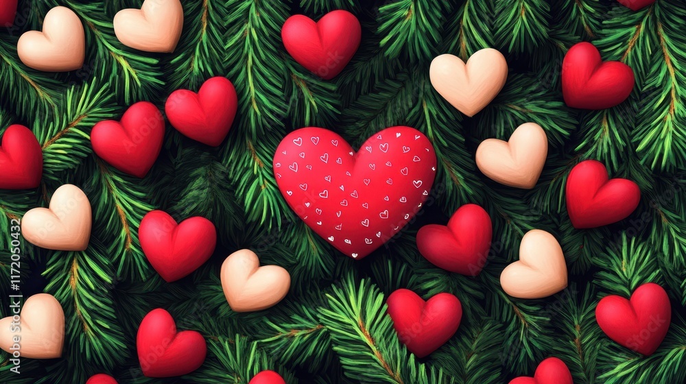 A tree adorned with numerous hearts, featuring a prominent red heart, symbolizing love and affection, perfect for Valentine's Day celebrations. A tree adorned with numerous hearts, featuring a prominent red heart, symbolizing love and affection, perfect for Valentine's Day celebrations.