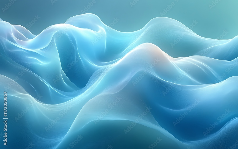 Fototapeta premium Abstract blue waves, flowing fabric-like texture.