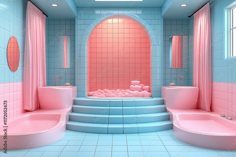 Pastel Paradise: A Dreamy Bathroom Design in Pink and Blue Pastel Paradise: A Dreamy Bathroom Design in Pink and Blue