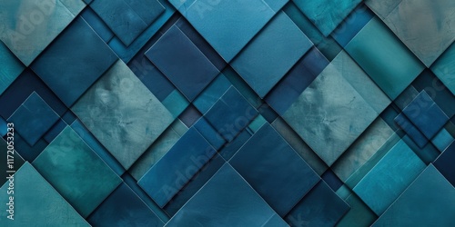 Obraz na płótnie Abstract Blue Geometric Pattern Design: Interlocking Squares and Shades of Teal w salonie