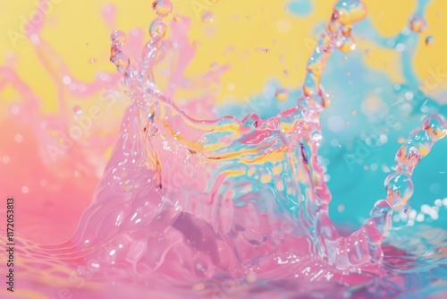 Pastel Pink and Blue Water Splash: A Dreamy Abstract Image of  Vibrant Liquid Droplets